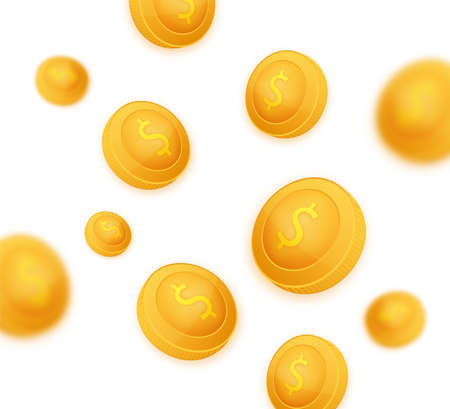 Coin pattern with Dollar symbol. Gold cartoon coin. Vector illustration.のイラスト素材