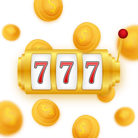 Golden coin jackpot win on gold background. Vector icon. Golden background. Casino jackpot.のイラスト素材