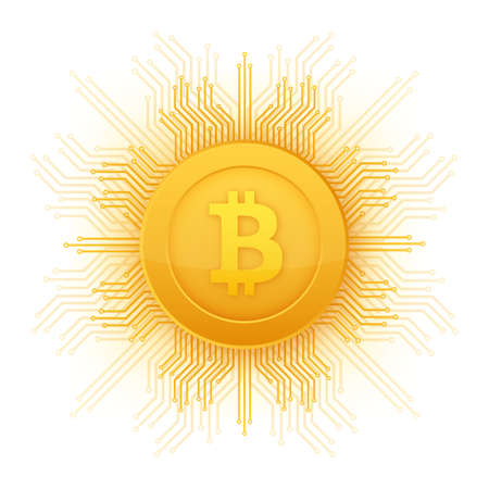 Bitcoin flat icon. Crypto currency bit coin. Cryptocurrency emblem. Vector illustration.のイラスト素材