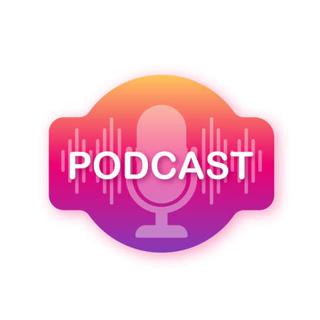 Podcast. The microphone icon. Broadcast podcast. Vector stock illustrationのイラスト素材