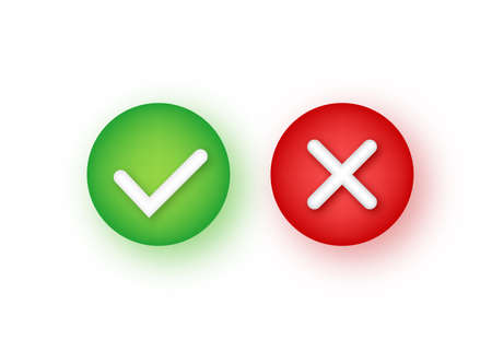 Check marks yes and no, check mark icon symbol. Vector stock illustration.のイラスト素材