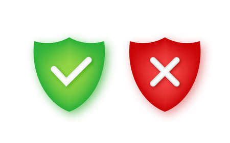 Correct, incorrect sign. Right and wrong mark icon. Check ok, YES, no, X marks for vote. Vector stock illustration.のイラスト素材