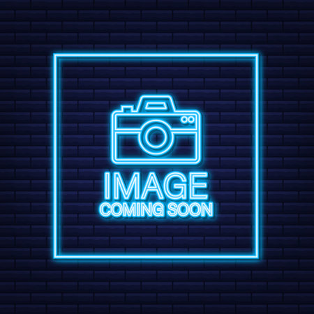 Photo coming soon. Picture frame neon signのイラスト素材