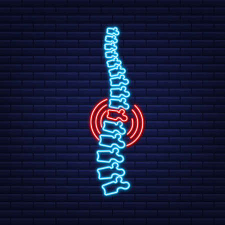 Neon Spine human graphic icon. Human anatomy. Vector stock illustrationのイラスト素材