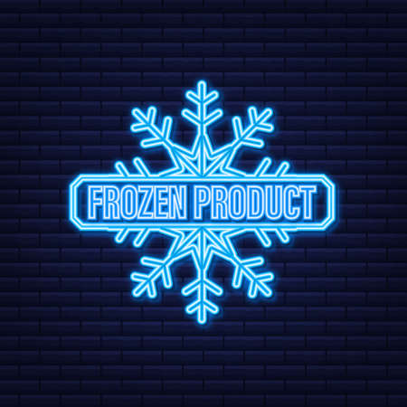 Blue frozen product neon icon on blue background.のイラスト素材