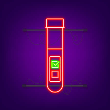 Blood test result in flat style. Chemical laboratory research. Neon icon Vector illustrationのイラスト素材