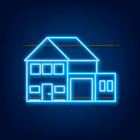 Home rental, property, real estate concept. Home neon icon. Vector illustrationのイラスト素材
