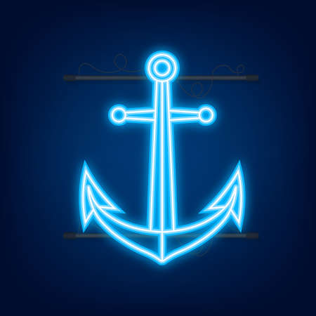 Single realistic shiny steel anchor with rings and shadow on white background isolated vector illustrationのイラスト素材