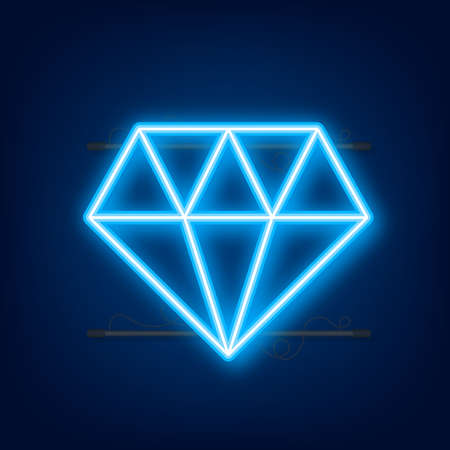 Diamond neon icon. Diamond sign. Vector stock illustration.のイラスト素材