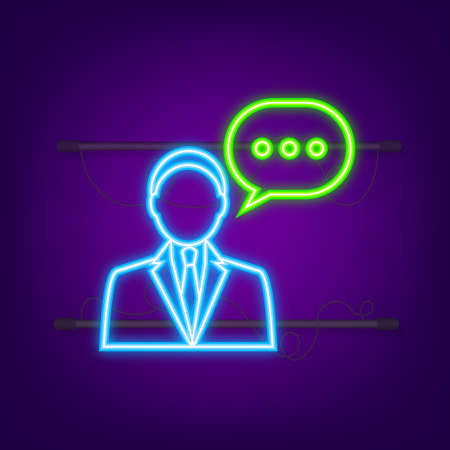 Flat illustration with customer service. 3d vector illustration. Customer support service. Neon iconのイラスト素材