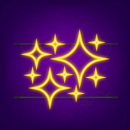Gold sparkles symbols vector. Neon icon. The set of original vector stars sparkle icon. vector illustrationのイラスト素材