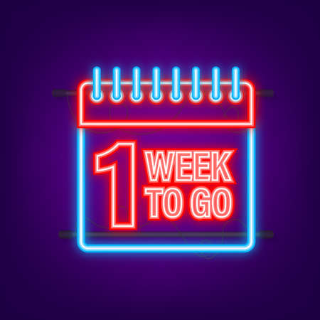 1 week to go. Neon style icon. Vector typographic design. Vector stock illustrationのイラスト素材