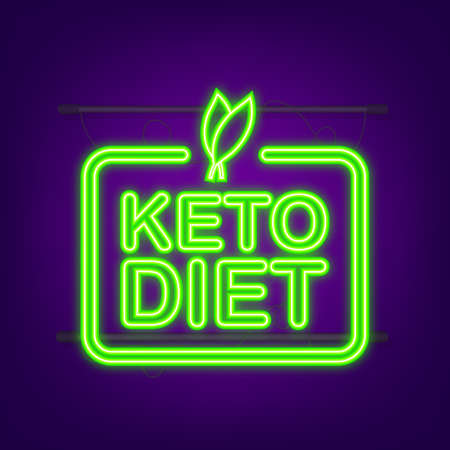 Ketogenic diet logo sign. Keto diet. Neon icon. Vector illustrationのイラスト素材