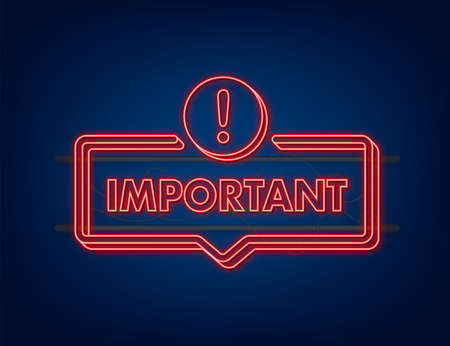 Banner with important. Red attention sign icon. Label neon icon. Important information banner. Alert icon. Vector stock illustrationのイラスト素材