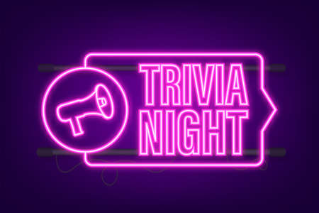 Megaphone with trivia night. Megaphone banner. Web design. Neon icon. Vector stock illustrationのイラスト素材