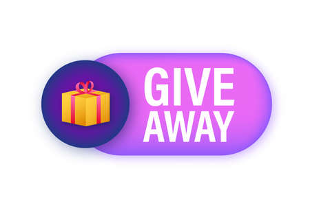 Gift box icon design template. Giveaway. Typography design. Post box. Winner banner. Vector stock illustrationのイラスト素材