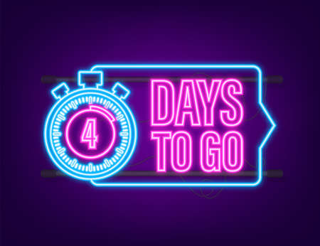 4 days to go. Neon style icon. Vector typographic design. Vector stock illustrationのイラスト素材