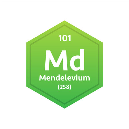 Mendelevium symbol. Chemical element of the periodic table. Vector stock illustration.のイラスト素材
