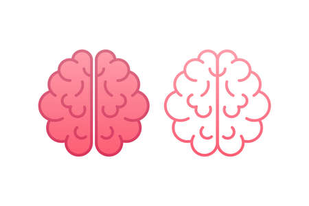 Human brain icon. Thinking process, brainstorming, good idea, brain activity. Vector stock illustration.のイラスト素材