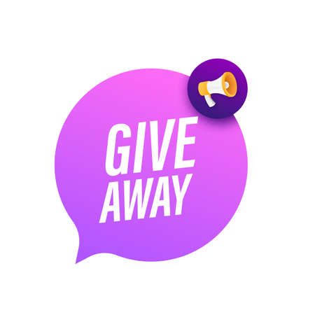 Modern flat style template with giveaway megaphone for banner design. Social media like icon concept. Vector illustrationのイラスト素材