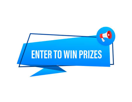 Megaphone banner, business concept with text Enter to win prizes. Vector illustrationのイラスト素材