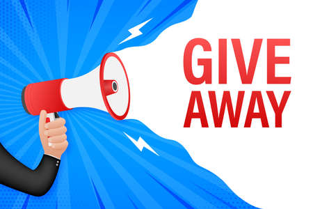 Modern flat style template with giveaway megaphone for banner design. Social media like icon concept. Vector illustrationのイラスト素材