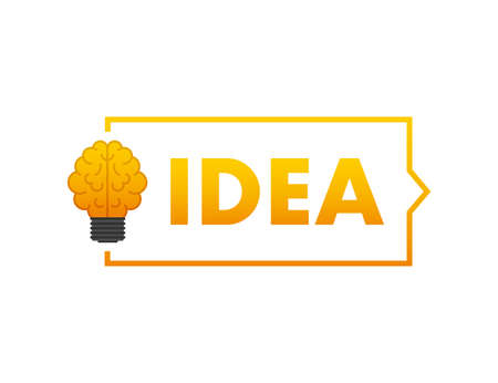 Flat idea for concept design. Lightbulb icon. Idea, solution, business, strategy concept. Vector stock illustrationのイラスト素材