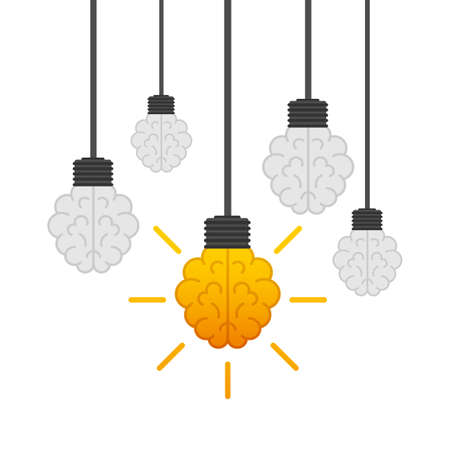Flat idea for concept design. Lightbulb icon. Idea, solution, business, strategy concept. Vector stock illustrationのイラスト素材