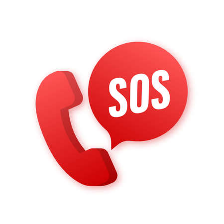 SOS emergency call. 911 calling. A cry for help. Vector stock illustration.のイラスト素材