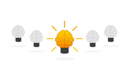 Flat idea for concept design. Lightbulb icon. Idea, solution, business, strategy concept. Vector stock illustrationのイラスト素材