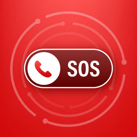 SOS emergency call. 911 calling. A cry for help. Vector stock illustration.のイラスト素材
