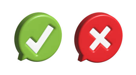 Check marks yes and no, check mark icon symbol. 3D stock illustrationの写真素材