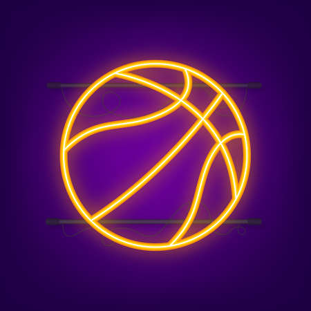 Basketball neon icon. Basketball, team game and sport concept. Vector stock illustrationのイラスト素材