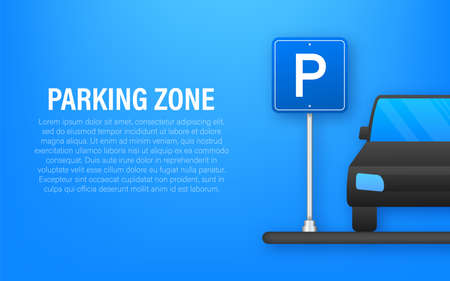 Template with blue parking.  Icon, label. Parking on white background. Web element. Vector stock illustrationのイラスト素材