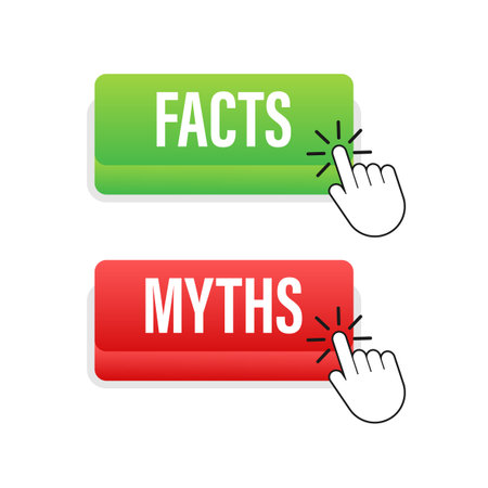 Myths facts button. Facts, great design for any purposes. Vector stock illustration.のイラスト素材