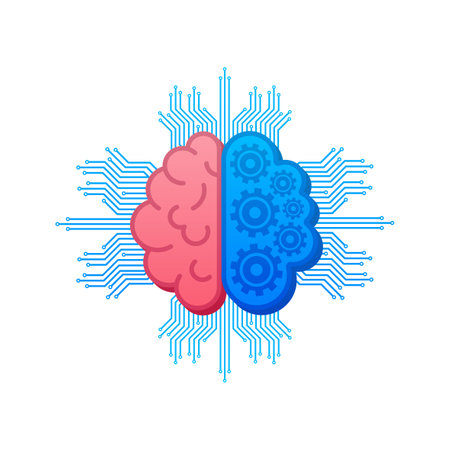 Digital brain in 3d style on light background. Big data vector background. Business vector icon.のイラスト素材