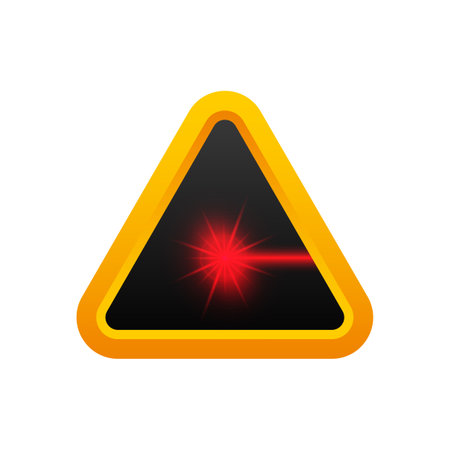 Cartoon style icon with laser hazard. Vector icon. Vector graphic.のイラスト素材