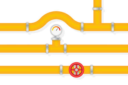 Details pipes different types collection of water tube industry gas valve construction. Vector illustration.のイラスト素材