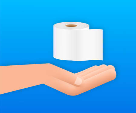 Toilet paper with hand, great design for any purposes. Flat pattern. Vector pattern.のイラスト素材