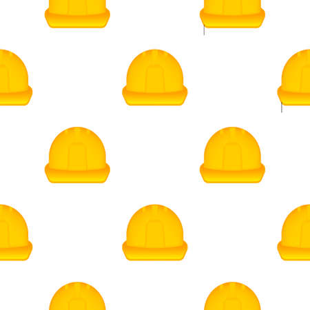 Yellow helmet pattern on white background. Realistic isolated vector.のイラスト素材
