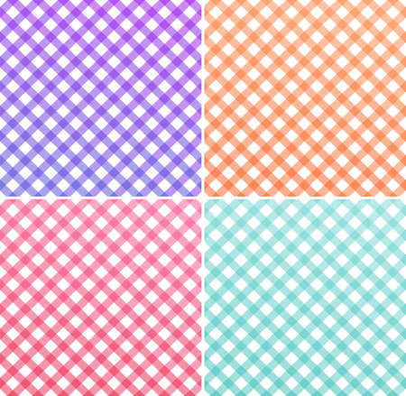 Different color corner tablecloth on white wood table. Vector stock illustration.のイラスト素材