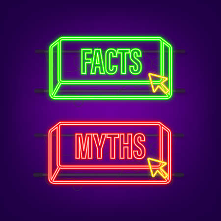 Myths facts neon style button. Facts, great design for any purposes. Vector stock illustration.のイラスト素材