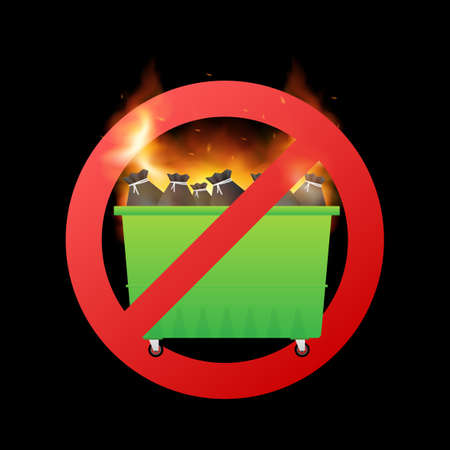 No burning garbage. Vector illustration. Fire flame.のイラスト素材