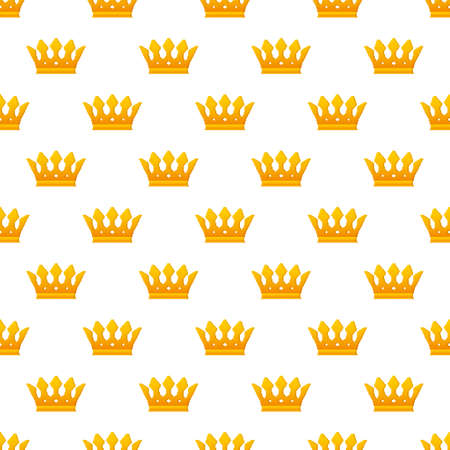 Gold royal crown pattern in retro style on white background. Seamless vector texture. Vintage, retro design.のイラスト素材