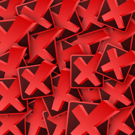 Crossmark sticker pattern. Red rejected pattern on white background. Vector stock illustration.のイラスト素材