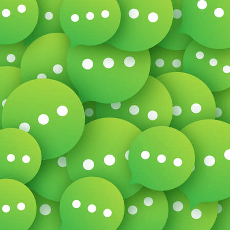 Live chat speech bubbles sticker style. Green chat bubbles pattern. Vector stock illustration.