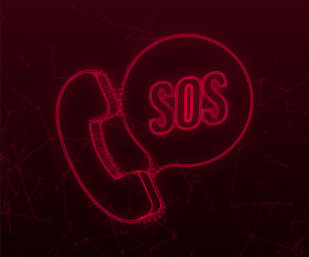 SOS emergency call. 911 calling. A cry for help. Vector stock illustration