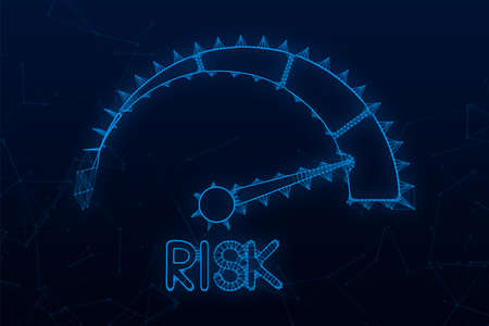 Risk icon on speedometer. High risk meter. Vector illustrationのイラスト素材