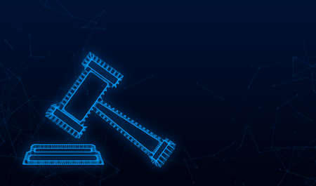 Wooden judge gavel and soundboard. Vector stock illustrationのイラスト素材