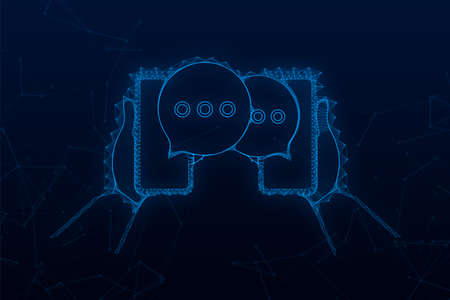 Chat Message Bubbles on smartphone screen. Social network. Messaging. Vector stock illustrationのイラスト素材